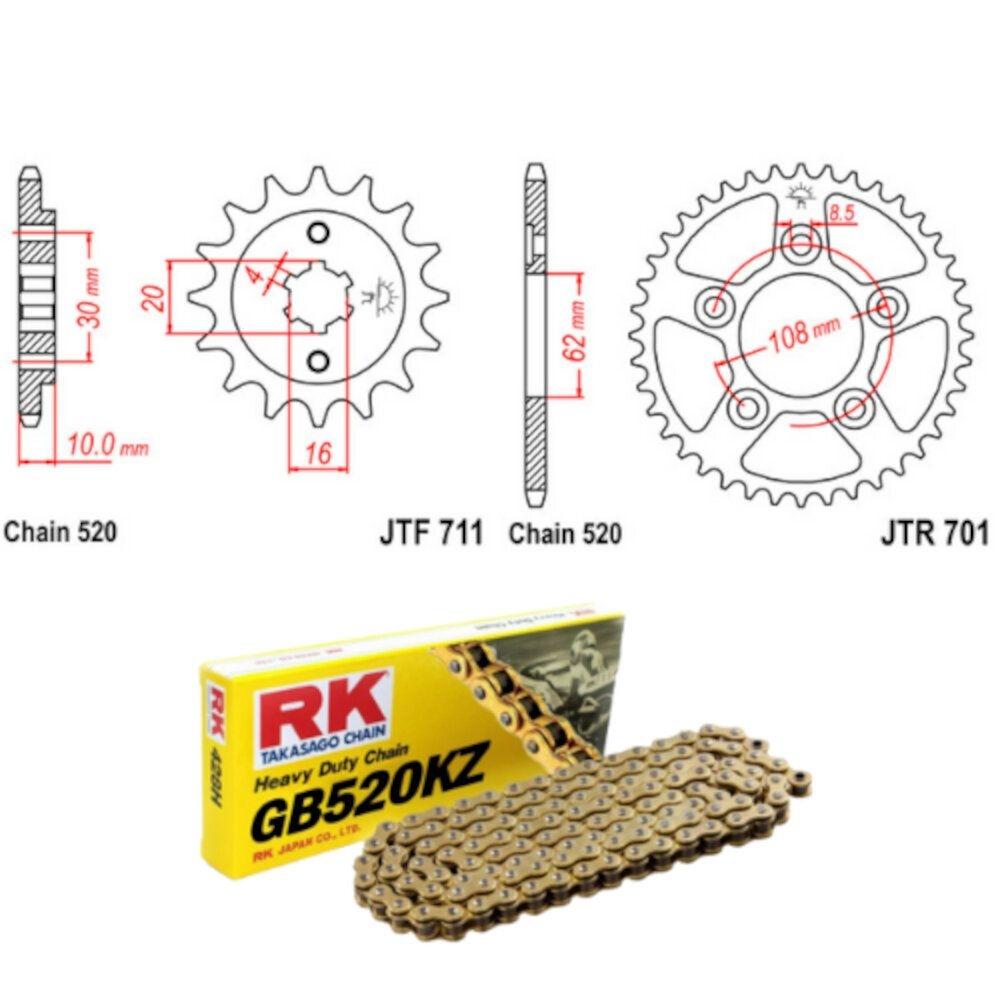 KIT CADENA RK GB520KZ (14-50-112) MITO-125